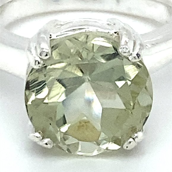 Green Amethyst 6.02ct Platinum Finish Silver Ring - Picture 6 of 6